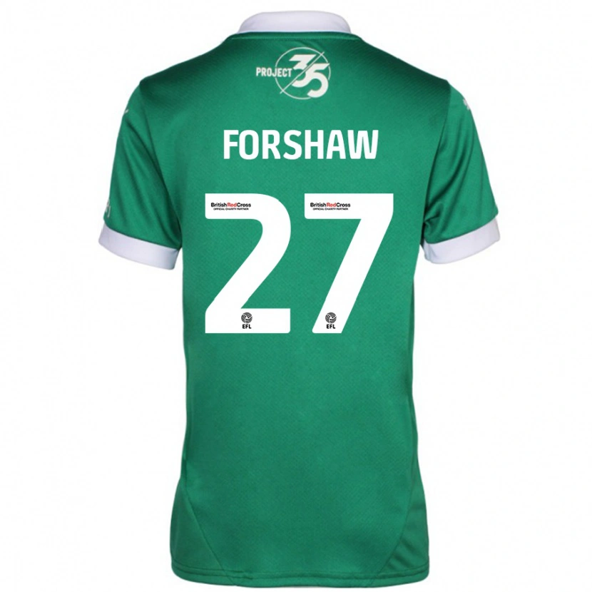 Danxen Uomo Maglia Adam Forshaw #27 Verde Bianco Kit Gara Home 2024/25 Maglietta