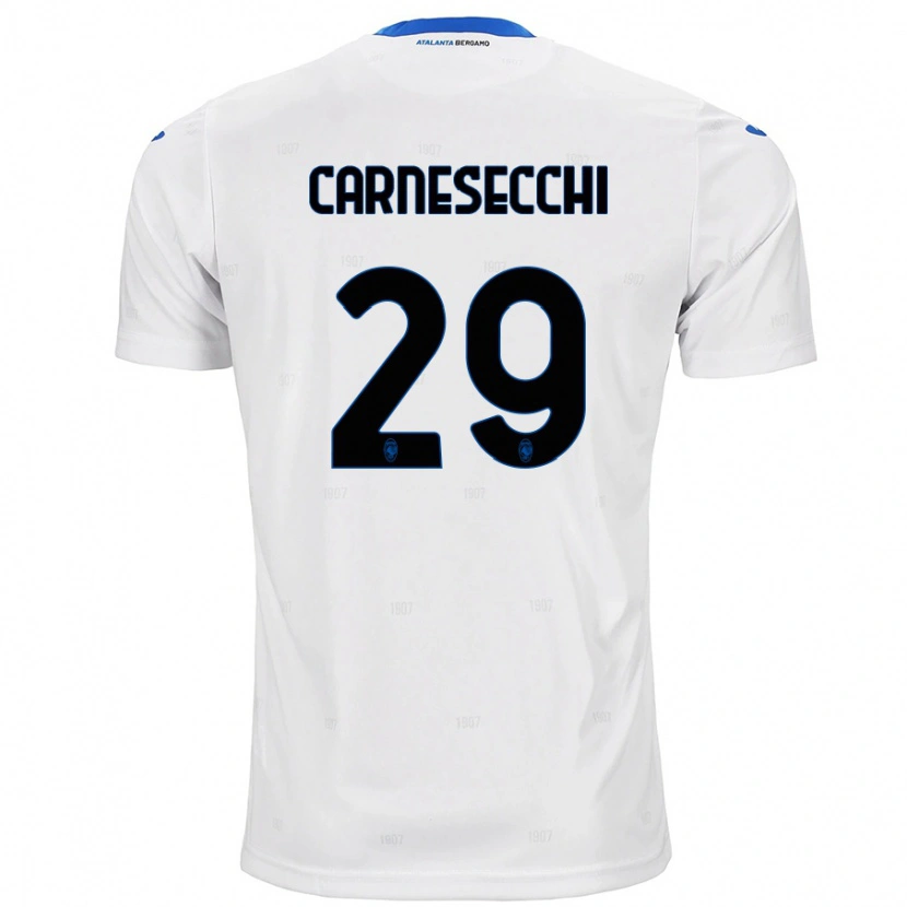 Danxen Uomo Maglia Marco Carnesecchi #29 Bianco Kit Gara Away 2024/25 Maglietta