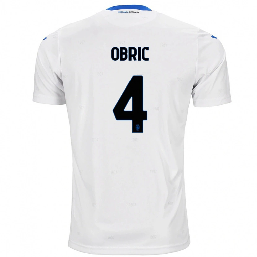 Danxen Uomo Maglia Relja Obric #4 Bianco Kit Gara Away 2024/25 Maglietta