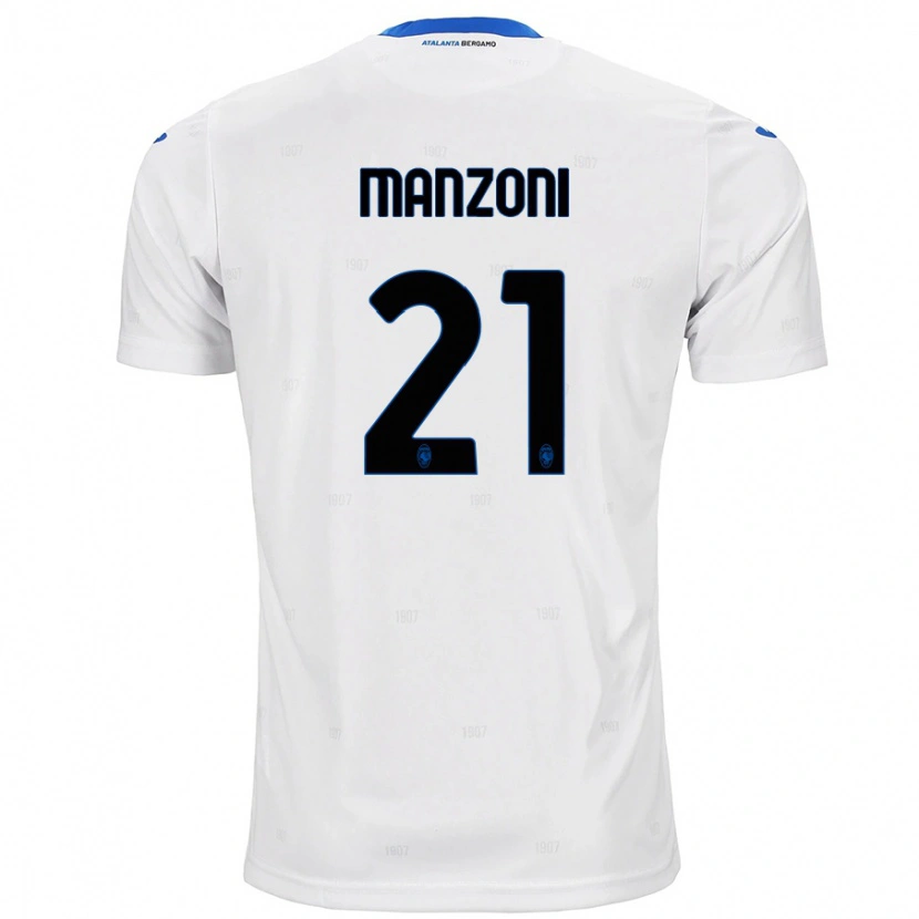 Danxen Uomo Maglia Alberto Manzoni #21 Bianco Kit Gara Away 2024/25 Maglietta