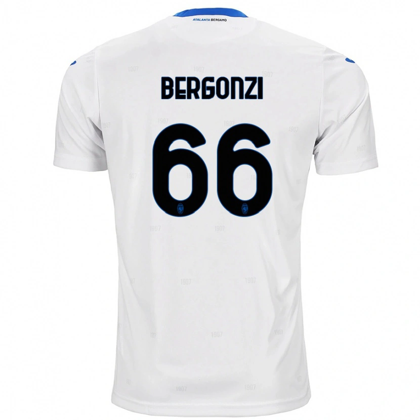 Danxen Uomo Maglia Federico Bergonzi #66 Bianco Kit Gara Away 2024/25 Maglietta