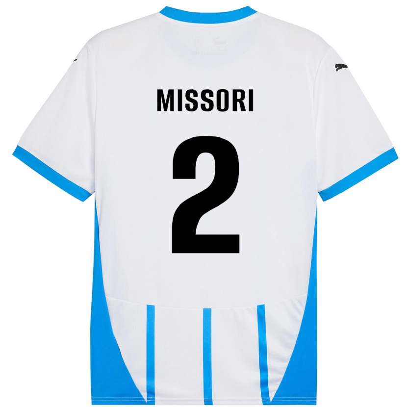 Danxen Uomo Maglia Filippo Missori #2 Bianco Blu Kit Gara Away 2024/25 Maglietta
