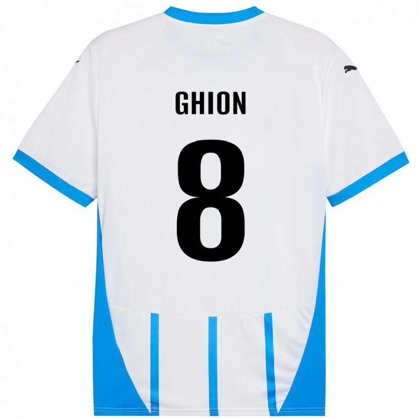 Danxen Uomo Maglia Andrea Ghion #8 Bianco Blu Kit Gara Away 2024/25 Maglietta