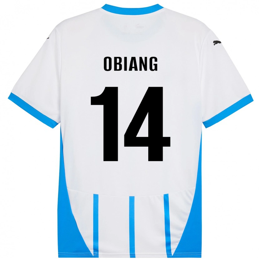 Danxen Uomo Maglia Pedro Obiang #14 Bianco Blu Kit Gara Away 2024/25 Maglietta