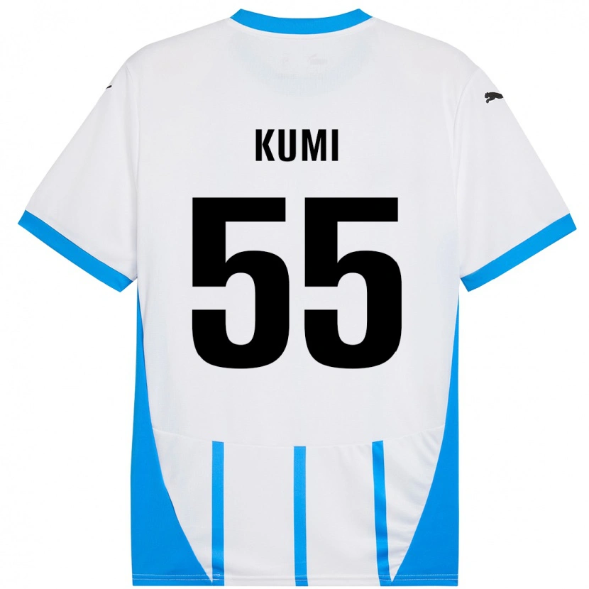 Danxen Uomo Maglia Justin Kumi #55 Bianco Blu Kit Gara Away 2024/25 Maglietta