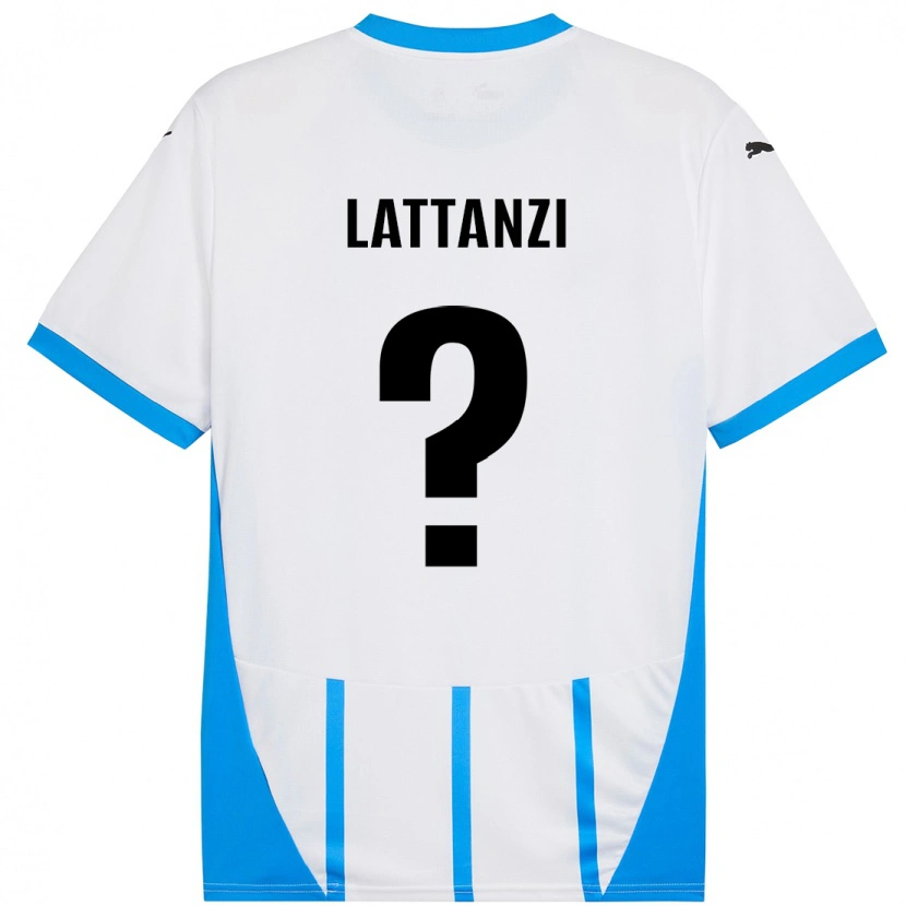 Danxen Uomo Maglia Luca Lattanzi #0 Bianco Blu Kit Gara Away 2024/25 Maglietta