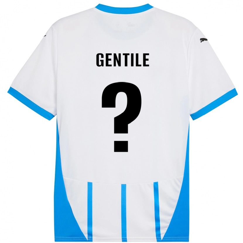Danxen Uomo Maglia Raffaele Gentile #0 Bianco Blu Kit Gara Away 2024/25 Maglietta