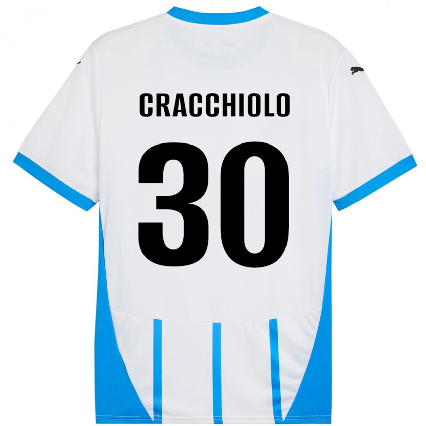 Danxen Uomo Maglia Leonardo Cracchiolo #30 Bianco Blu Kit Gara Away 2024/25 Maglietta