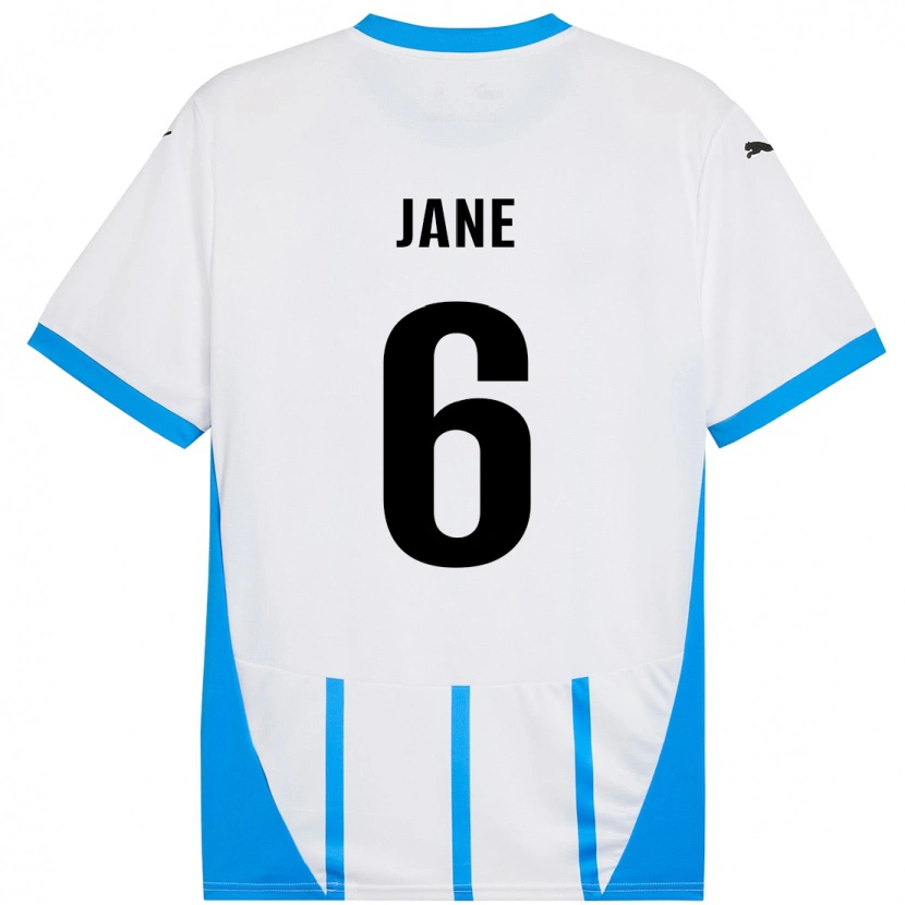 Danxen Uomo Maglia Refiloe Jane #6 Bianco Blu Kit Gara Away 2024/25 Maglietta