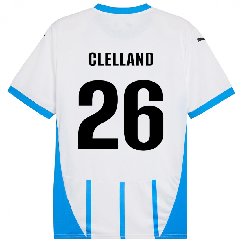 Danxen Uomo Maglia Lana Clelland #26 Bianco Blu Kit Gara Away 2024/25 Maglietta