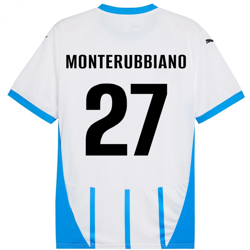 Danxen Uomo Maglia Valeria Monterubbiano #27 Bianco Blu Kit Gara Away 2024/25 Maglietta