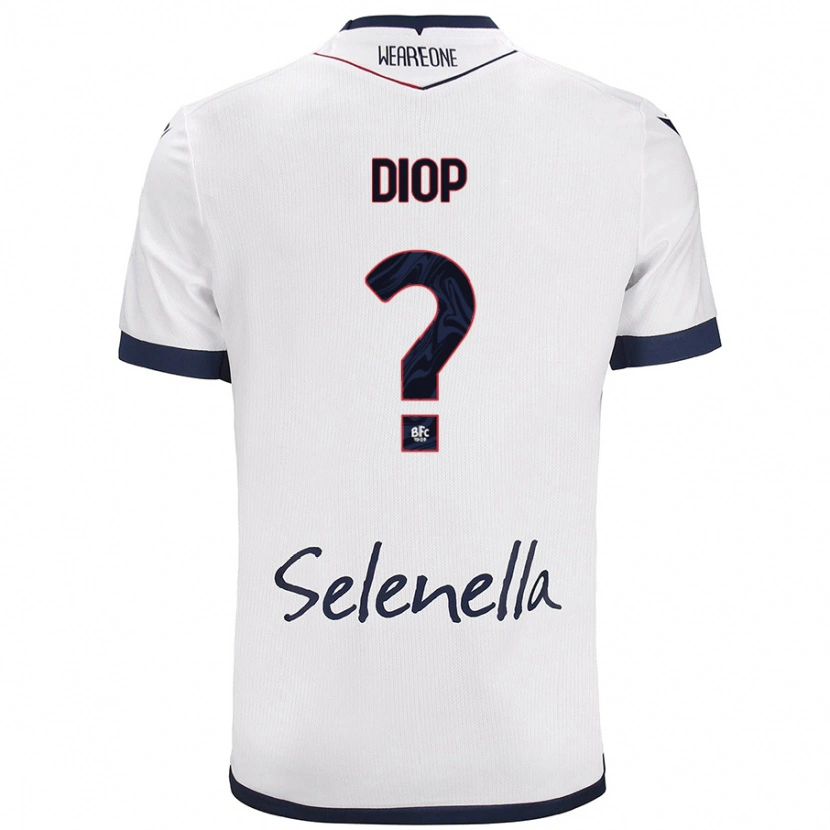 Danxen Uomo Maglia Saer Diop #0 Bianco Blu Reale Kit Gara Away 2024/25 Maglietta