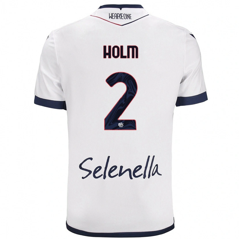 Danxen Uomo Maglia Emil Holm #2 Bianco Blu Reale Kit Gara Away 2024/25 Maglietta