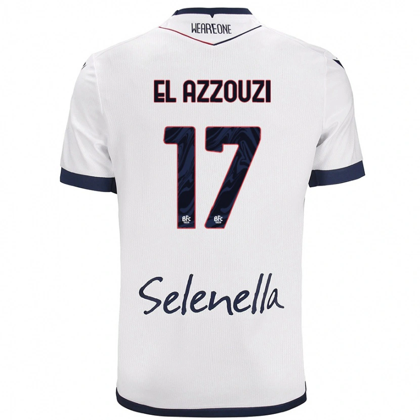 Danxen Uomo Maglia Oussama El Azzouzi #17 Bianco Blu Reale Kit Gara Away 2024/25 Maglietta