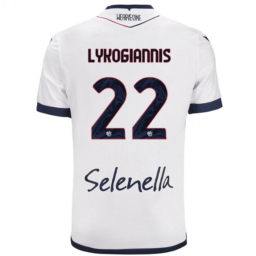 Danxen Uomo Maglia Charalampos Lykogiannis #22 Bianco Blu Reale Kit Gara Away 2024/25 Maglietta