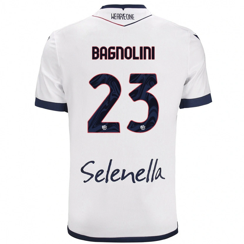 Danxen Uomo Maglia Nicola Bagnolini #23 Bianco Blu Reale Kit Gara Away 2024/25 Maglietta