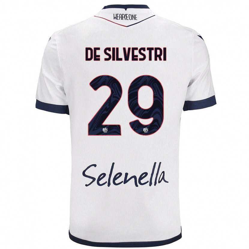 Danxen Uomo Maglia Lorenzo De Silvestri #29 Bianco Blu Reale Kit Gara Away 2024/25 Maglietta