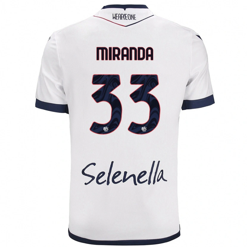 Danxen Uomo Maglia Juan Miranda #33 Bianco Blu Reale Kit Gara Away 2024/25 Maglietta