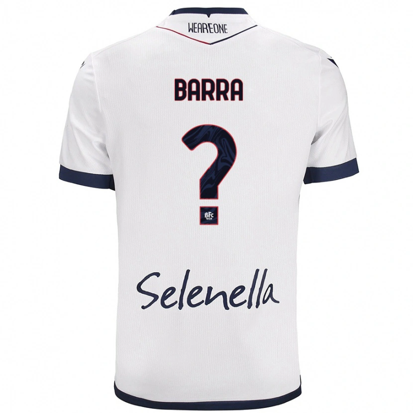 Danxen Uomo Maglia Edoardo Barra #0 Bianco Blu Reale Kit Gara Away 2024/25 Maglietta