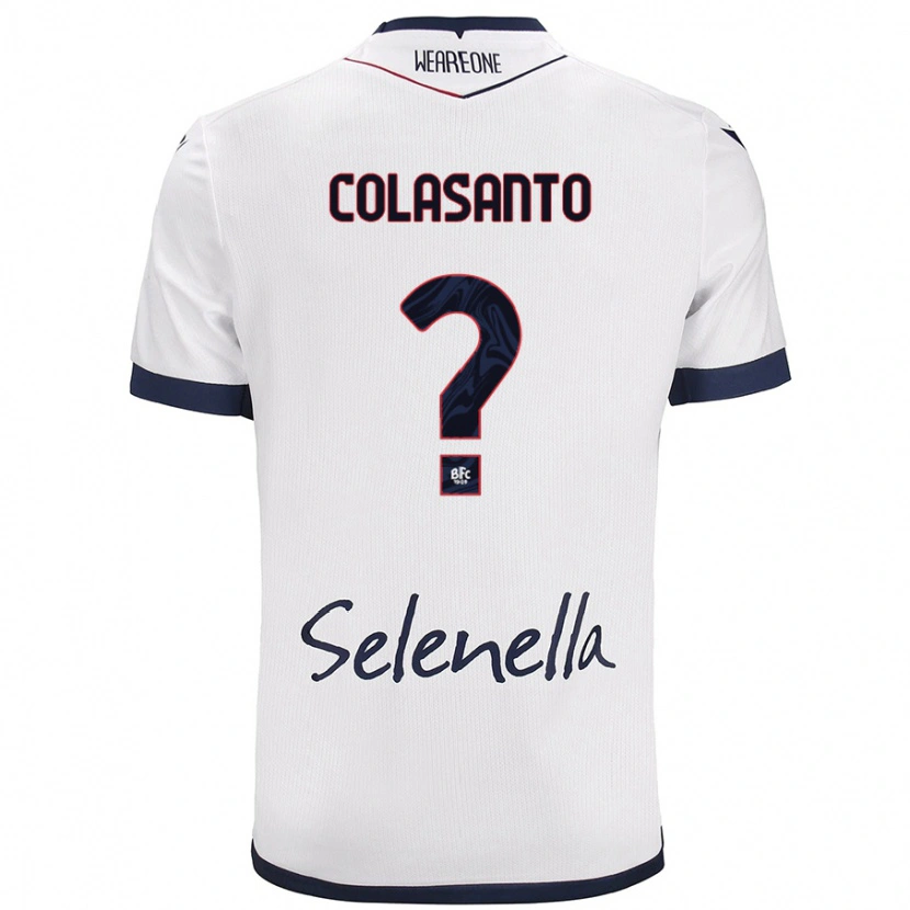 Danxen Uomo Maglia Pietro Colasanto #0 Bianco Blu Reale Kit Gara Away 2024/25 Maglietta