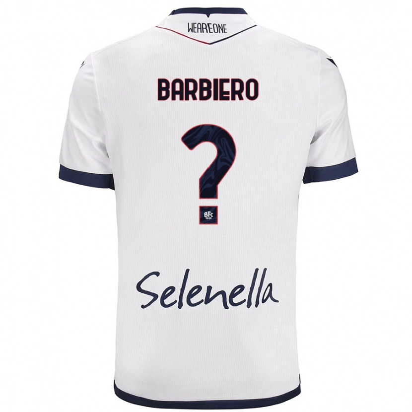 Danxen Uomo Maglia Andrea Barbiero #0 Bianco Blu Reale Kit Gara Away 2024/25 Maglietta