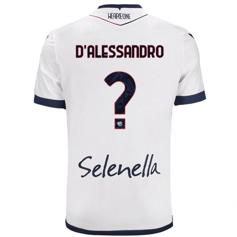 Danxen Uomo Maglia Giuliano D'alessandro #0 Bianco Blu Reale Kit Gara Away 2024/25 Maglietta