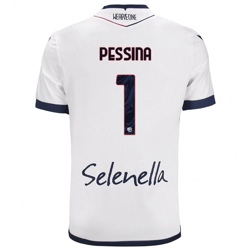 Danxen Uomo Maglia Massimo Pessina #1 Bianco Blu Reale Kit Gara Away 2024/25 Maglietta