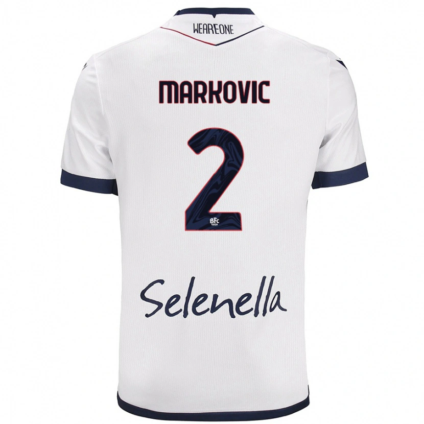 Danxen Uomo Maglia Petar Markovic #2 Bianco Blu Reale Kit Gara Away 2024/25 Maglietta
