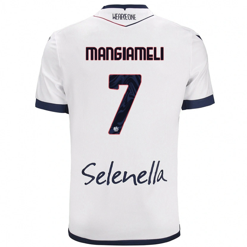 Danxen Uomo Maglia Federico Mangiameli #7 Bianco Blu Reale Kit Gara Away 2024/25 Maglietta