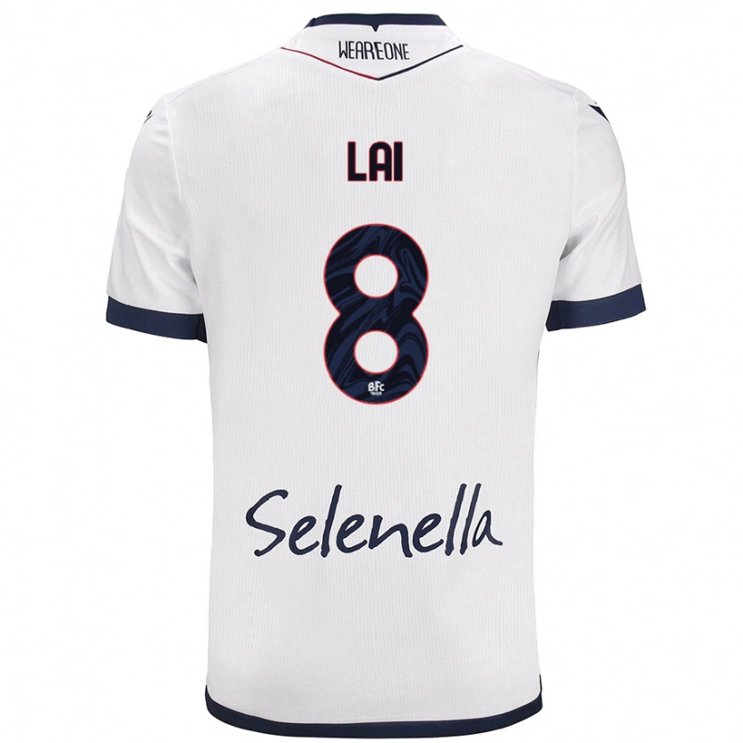 Danxen Uomo Maglia Luca Lai #8 Bianco Blu Reale Kit Gara Away 2024/25 Maglietta