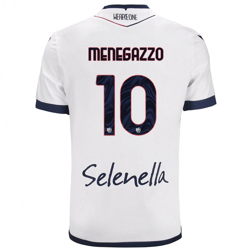 Danxen Uomo Maglia Lorenzo Menegazzo #10 Bianco Blu Reale Kit Gara Away 2024/25 Maglietta