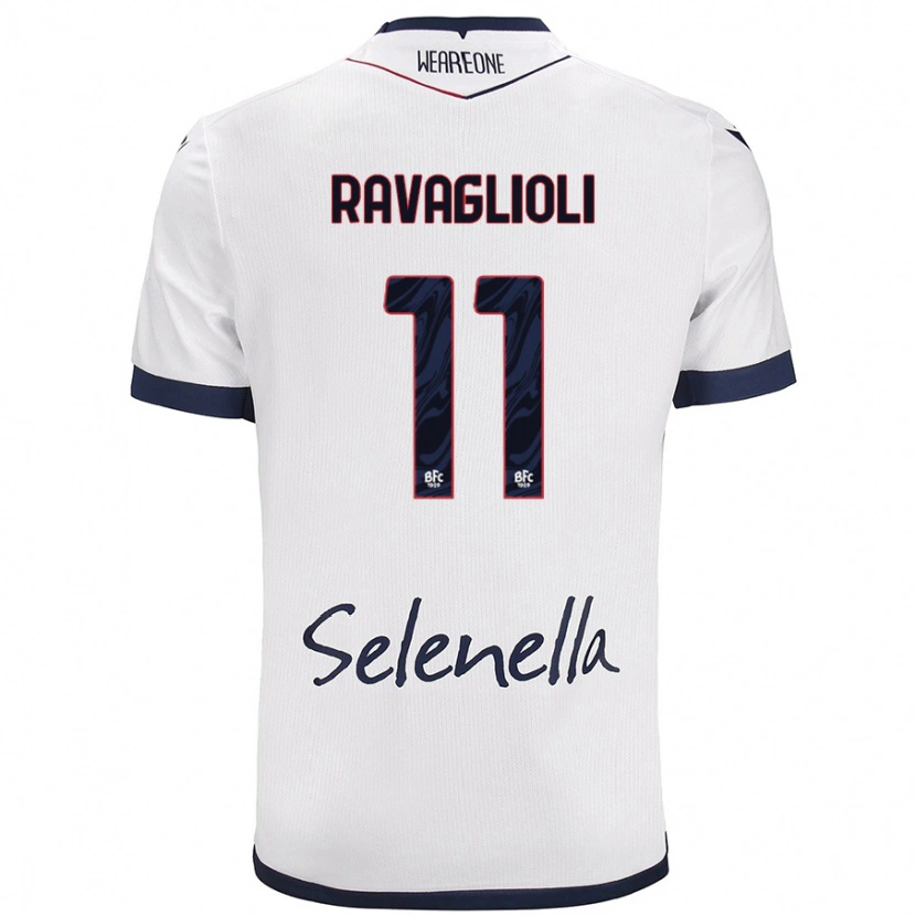 Danxen Uomo Maglia Tommaso Ravaglioli #11 Bianco Blu Reale Kit Gara Away 2024/25 Maglietta