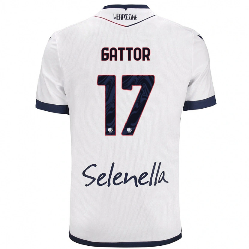 Danxen Uomo Maglia Gianluca Gattor #17 Bianco Blu Reale Kit Gara Away 2024/25 Maglietta
