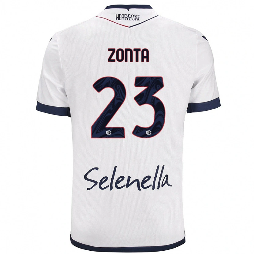 Danxen Uomo Maglia Alessandro Zonta #23 Bianco Blu Reale Kit Gara Away 2024/25 Maglietta