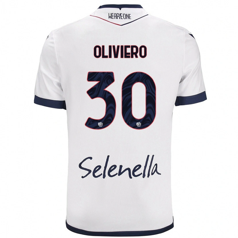 Danxen Uomo Maglia Andrea Oliviero #30 Bianco Blu Reale Kit Gara Away 2024/25 Maglietta