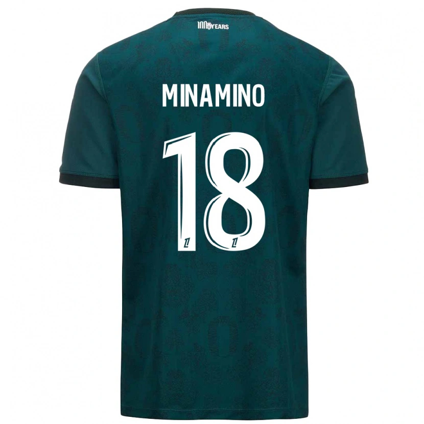 Danxen Uomo Maglia Takumi Minamino #18 Verde Scuro Kit Gara Away 2024/25 Maglietta