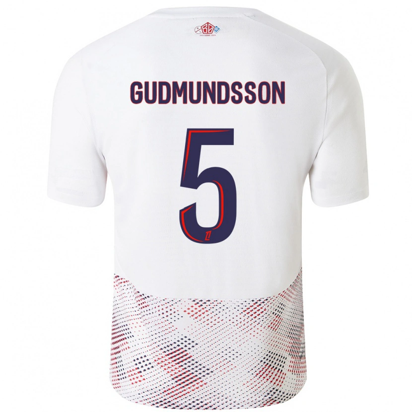Danxen Uomo Maglia Gabriel Gudmundsson #5 Bianco Blu Reale Kit Gara Away 2024/25 Maglietta
