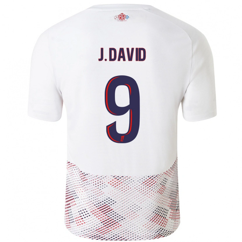 Danxen Uomo Maglia Jonathan David #9 Bianco Blu Reale Kit Gara Away 2024/25 Maglietta