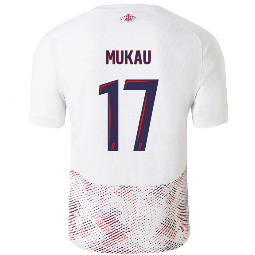 Danxen Uomo Maglia Ngal'ayel Mukau #17 Bianco Blu Reale Kit Gara Away 2024/25 Maglietta