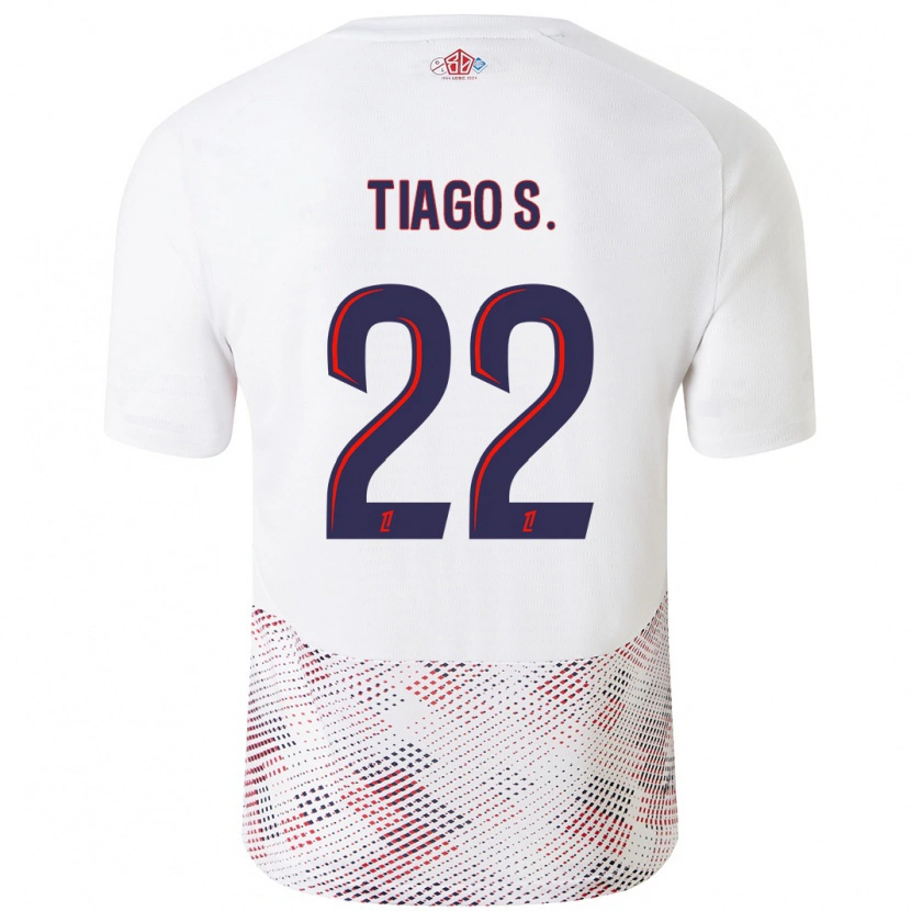 Danxen Uomo Maglia Tiago Santos #22 Bianco Blu Reale Kit Gara Away 2024/25 Maglietta