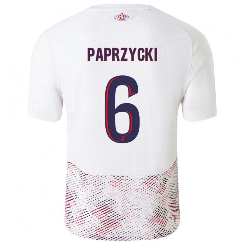 Danxen Uomo Maglia Aurore Paprzycki #6 Bianco Blu Reale Kit Gara Away 2024/25 Maglietta