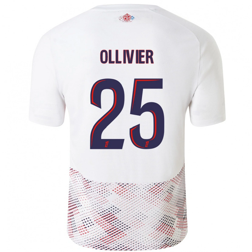 Danxen Uomo Maglia Agathe Ollivier #25 Bianco Blu Reale Kit Gara Away 2024/25 Maglietta