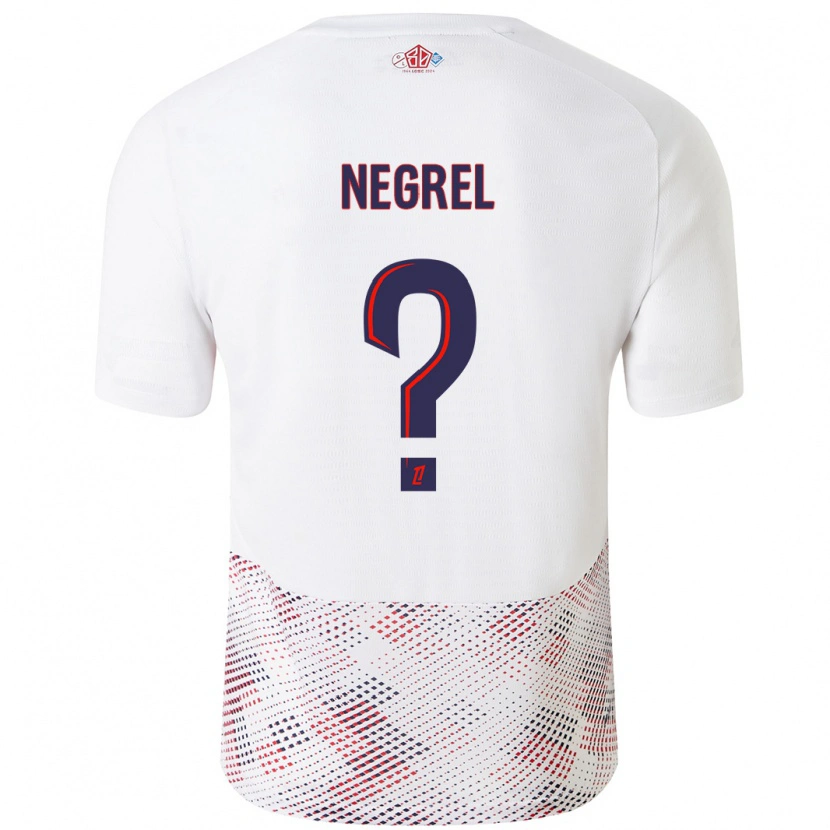 Danxen Uomo Maglia Tom Negrel #0 Bianco Blu Reale Kit Gara Away 2024/25 Maglietta