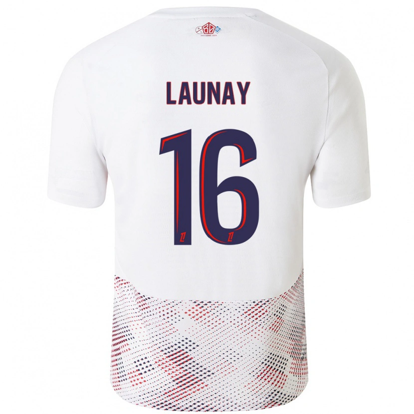 Danxen Uomo Maglia Elisa Launay #16 Bianco Blu Reale Kit Gara Away 2024/25 Maglietta