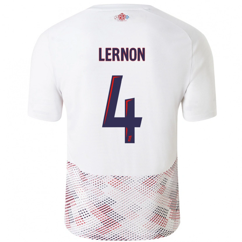 Danxen Uomo Maglia Jessica Lernon #4 Bianco Blu Reale Kit Gara Away 2024/25 Maglietta