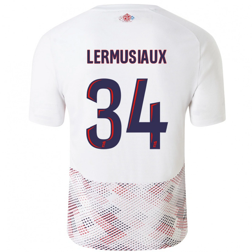 Danxen Uomo Maglia Chrystal Lermusiaux #34 Bianco Blu Reale Kit Gara Away 2024/25 Maglietta