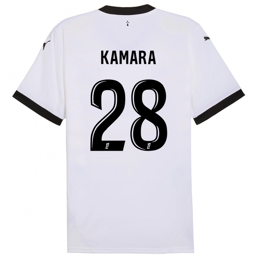 Danxen Uomo Maglia Glen Kamara #28 Bianco Nero Kit Gara Away 2024/25 Maglietta