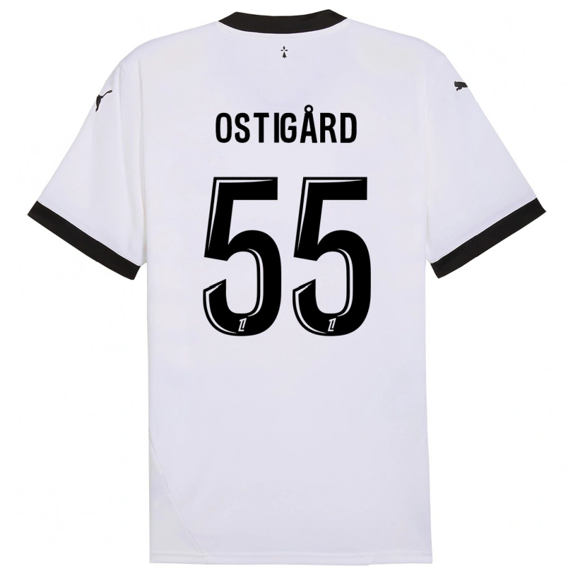 Danxen Uomo Maglia Leo Østigård #55 Bianco Nero Kit Gara Away 2024/25 Maglietta