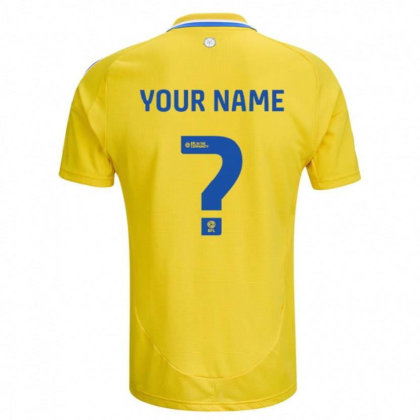 Danxen Uomo Maglia Il Tuo Nome #0 Giallo Blu Kit Gara Away 2024/25 Maglietta