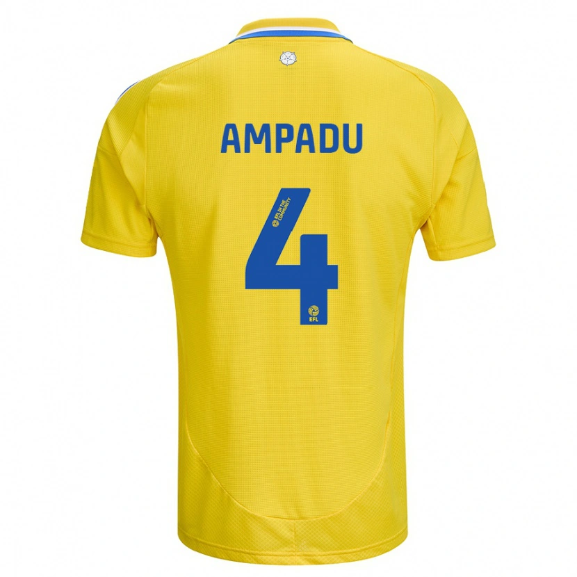 Danxen Uomo Maglia Ethan Ampadu #4 Giallo Blu Kit Gara Away 2024/25 Maglietta